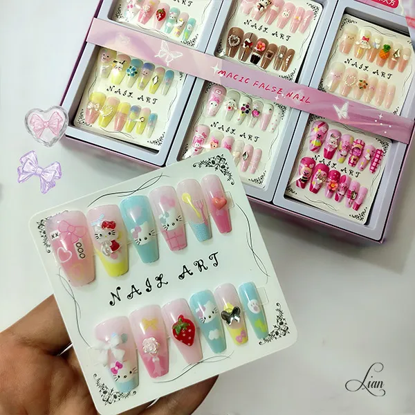 ناخن مصنوعی دخترانه مدل برجسته پینترستی