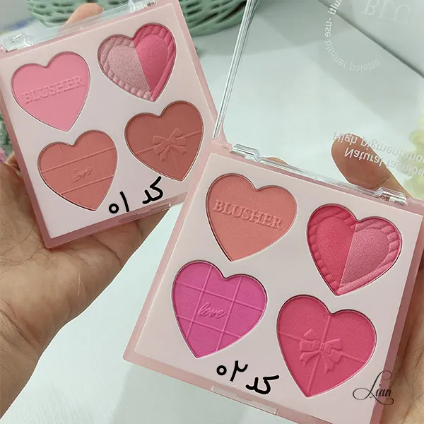 2 طیف پالت رژگونه قلبی در دست